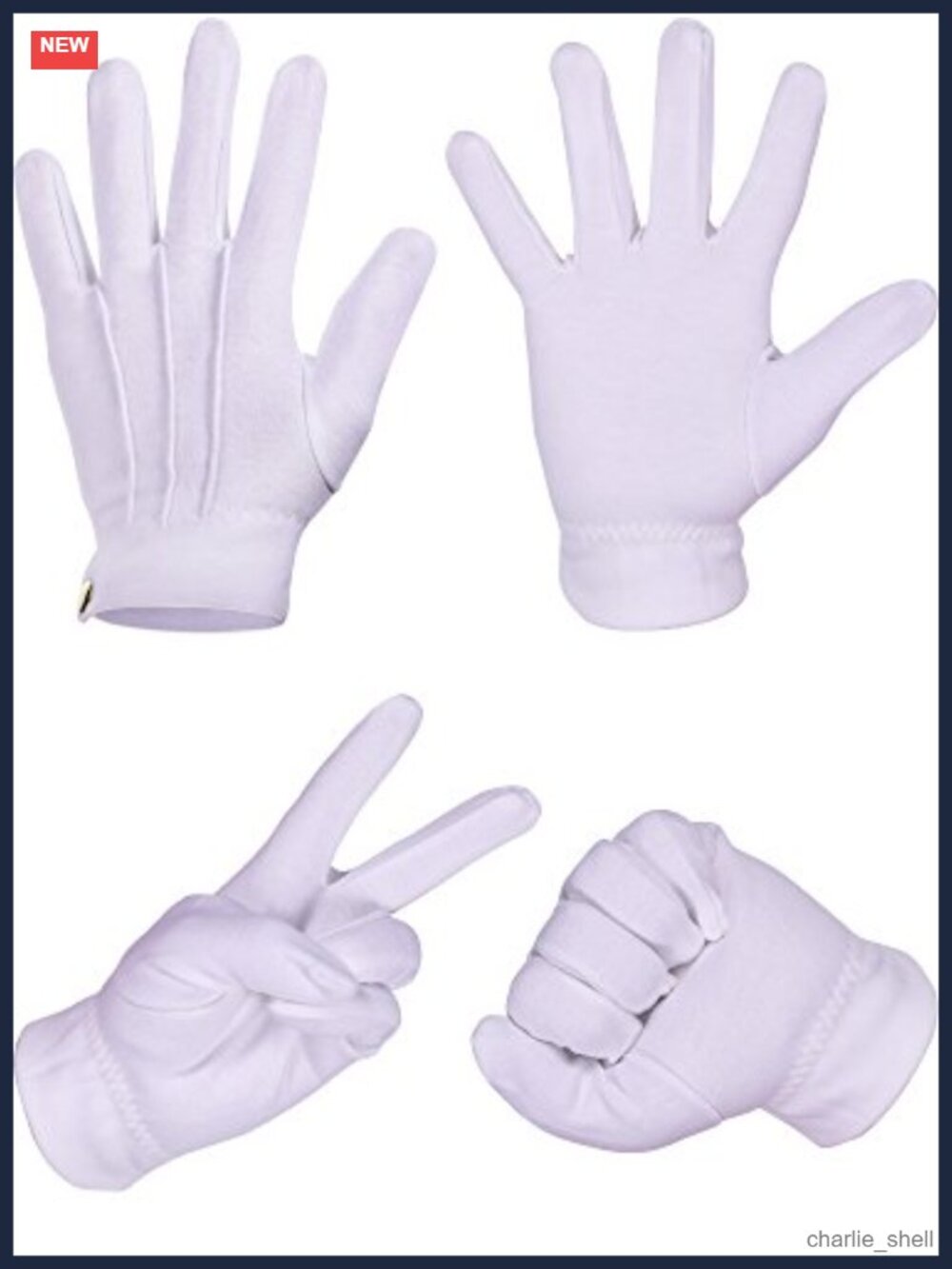 2 Pairs Cotton Gloves 23 cm 9 Inches One Size Men Women